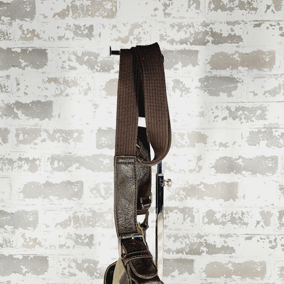 Sherpani Luna Brown Tan Leather Canvas Zip Pockets Crossbody Bag 0820 - Picture 6 of 15